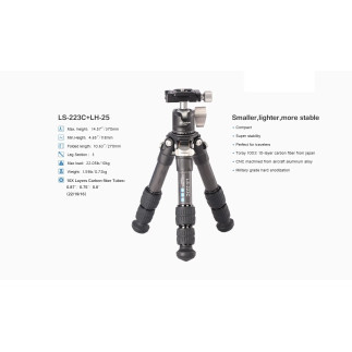 Leofoto LS-223C+LH-25 — statyw karbonowy z głowicą | Leofoto Store
