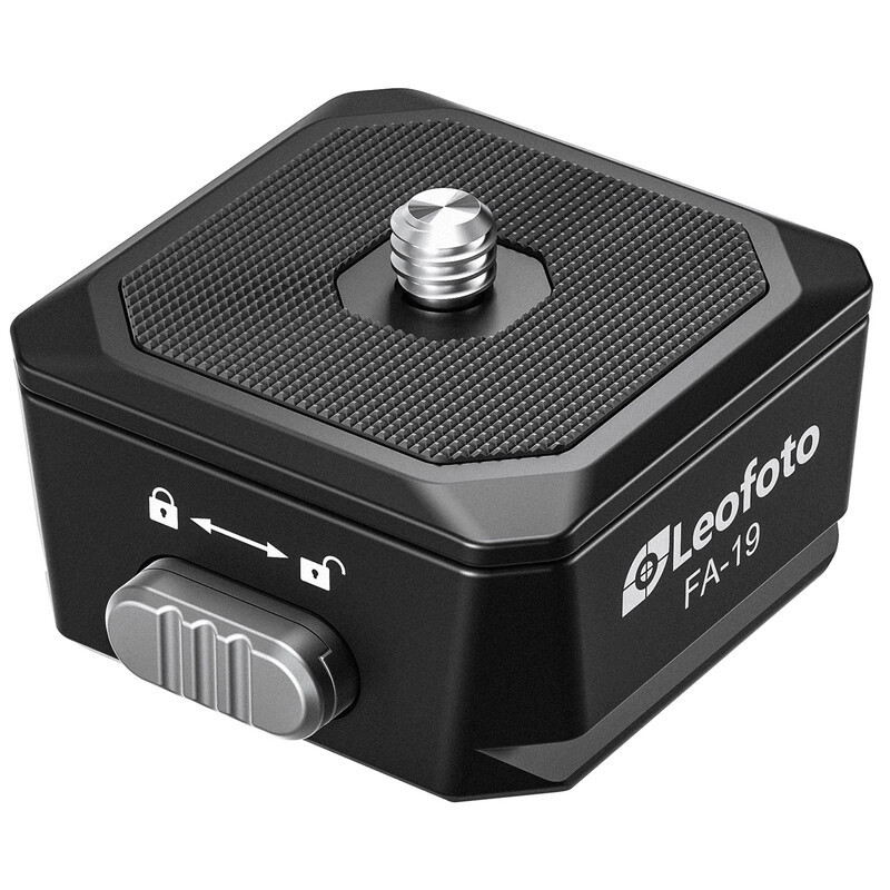 Leofoto FA-19 Adattatore slitta (hot/cold shoe) — Sistema piastra QR per obiettivo lungo