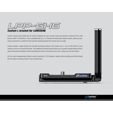 Leofoto LPP-GH6 Staffa a L per Panasonic LUMIX GH6/GH5