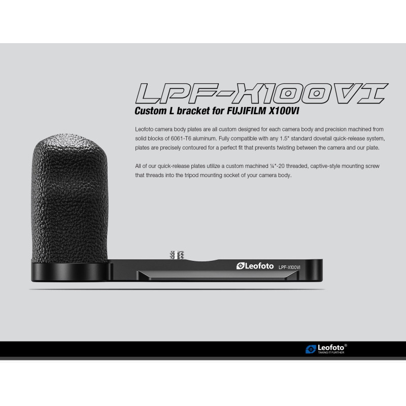 Leofoto LPF-X100VI Staffa a L per Fujifilm X100V1、X100V (nero)