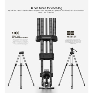Leofoto LVF-163C+FH10 — trépied vidéo carbone | Leofoto Store