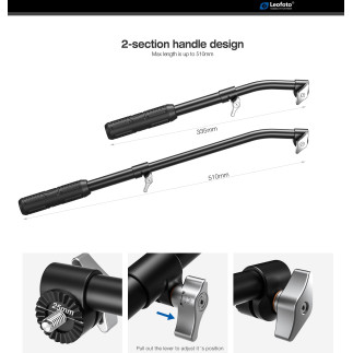 Leofoto HD-01 — Maniglia panoramica 2 sezioni per testa video | Leofot